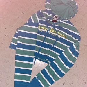 Broken Promises  Embroidered Cropped Striped Lightweight Hoodie